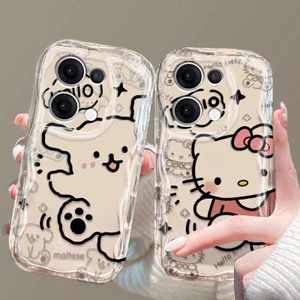 ốp lưng SAMSUNG Đôi đôi chó con hạnh phúc và mèo Kitty Cho A02S A03 A05 A05S A06 A12 A13#4G A14 A15 A22 A23 A25#4G A35