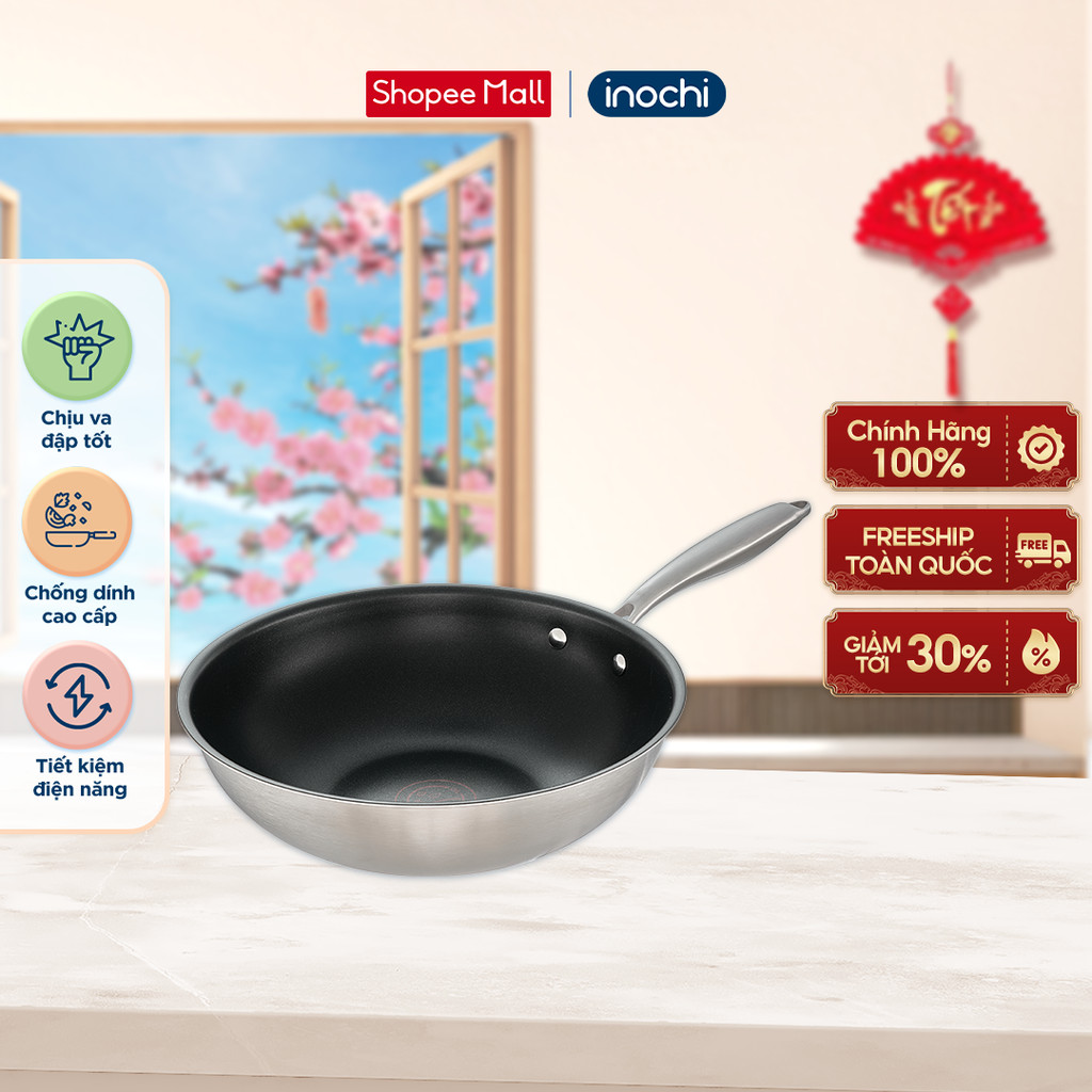 Chảo rán inox Inochi Omi Essential chống dính nguyên khối - nhiều kích ...
