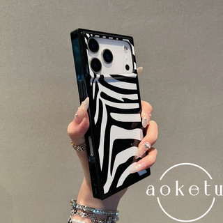 Ốp điện thoại Apple 17 Pro sọc đen trắng sáng tạo hình vuông phù hợp cho iPhone 16 Promax chống rơi bao gồm tất cả các trường hợp bảo vệ thích hợp 15 / 14 / 13