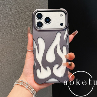 Thích hợp cho vỏ điện thoại iPhone 17 Promxa, ngọn lửa màu cam rỗng tản nhiệt mờ mờ Apple 16 niche 15pro sáng tạo 12 vỏ mềm chống rơi cao cấp 14
