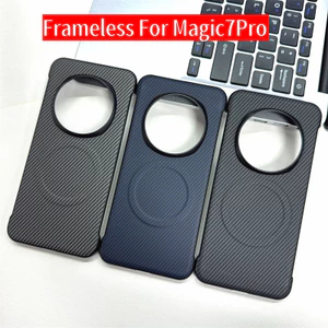 Ốp Từ Tính Không Khung Cho Huawei Magic 8 7 6 5 4 Honor 200 Pro X9C X9D Vỏ Sợi Carbon Họa Tiết Da PU Chống Sốc
