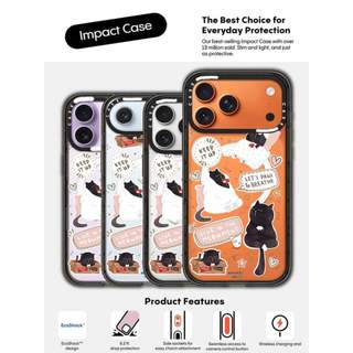 CASECASE X Mèo Đen Tự Bảo Trì Cạnh Đen Trong Suốt Cứng Hút Từ Tính Tác Động Cho Apple IPhone 12 13 14 15 16 17 Pro Max Air Plus Có Hộp