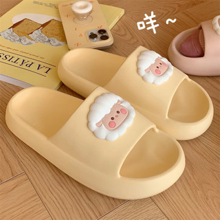 XIXITIAO Dép nữ mùa hè, mềm mại, dễ thương, hình cừu nhỏ, đế dày mềm trong nhà