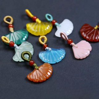 ((Giá 2 miếng) Mặt dây chuyền và vòng tay DIY từ vàng tự nhiên và mã não lá ginkgo nhỏ giọt, kích thước khoảng 14x20mm