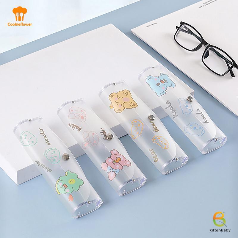 Hộp đựng kính trong suốt lớn bằng nhựa PVC mờ, thiết kế động vật dễ thương, phù hợp cho học sinh
