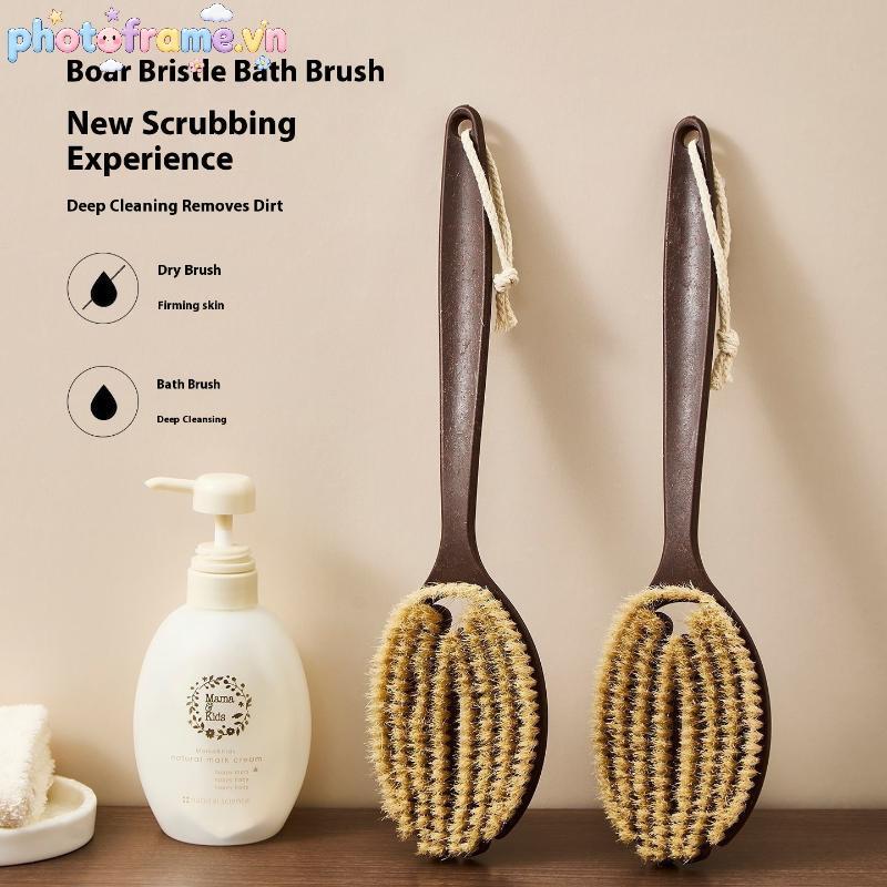 Photoframe Body Brush Tay Cầm Dài Tắm Ba Scrubber Boar Lông Hoàn Hảo Khô Da Chải Cần Thiết Cho Da Tẩy Tế Bào Chết Dụng Cụ Tắm VN