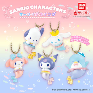 Hàng có sẵn BANDAI Sanrio Mặt dây chuyền hình nàng tiên cá Đồ chơi viên nang Kuromi Melody Charm 6N2R
