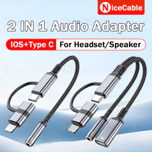 Bộ chuyển đổi âm thanh IOS / Type C sang 3,5mm / Type C Bộ chuyển đổi tai nghe âm thanh 2 trong 1 HD Bộ chuyển đổi cáp sạc nhanh PD cho ios15-17