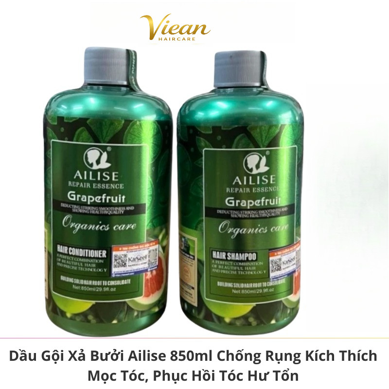 [CHÍNH HÃNG] Cặp Dầu Gội Xả Bưởi AILISE GRAPEFRUIT 850ml Giảm Rụng, Kích Thích Mọc Tóc Phục Hồi Tóc