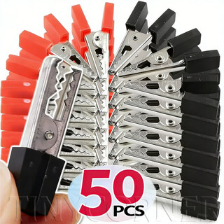 [Vận chuyển nhanh] Kẹp cá sấu bằng sắt 10 / 30 / 50 Cái, Kẹp thử nghiệm Mini cho mạch ô tô trong phòng thí nghiệm điện tử, Hàm giữ lò xo độ bền cao với thiết kế chống trượt
