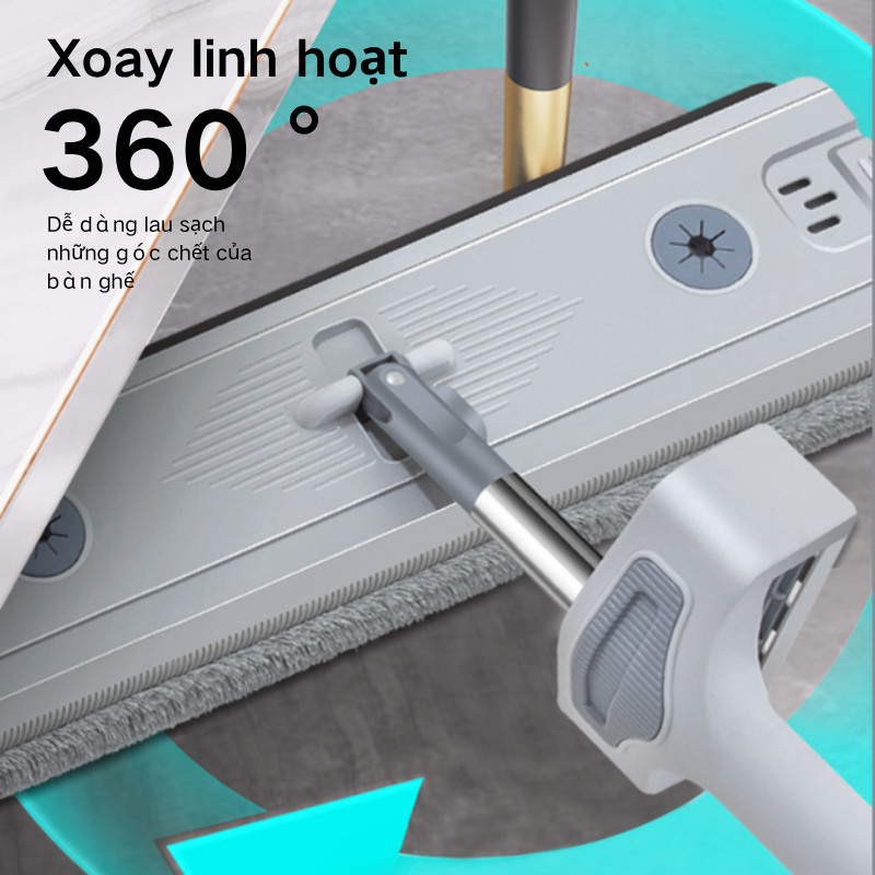 Cây Lau Nhà Tự Vắt 3 Trong 1 – Bàn Lau 45cm Xoay 360°, Hợp Kim Nhôm Bền Bỉ, Đa Năng Dùng Cho Mọi Loại Sàn