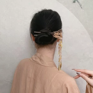 Kẹp Tóc Hình Bướm Tua Rua Phong Cách Retro Dân Tộc Trung Quốc - Hợp Thời Trang