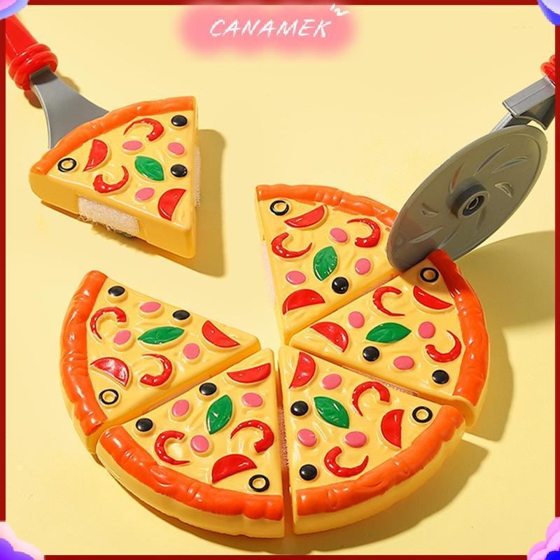CANAMEK Mô Phỏng Đồ Chơi Cắt Pizza Cho Trẻ Em Giả Vờ Chơi Giáo Dục Nhựa Thực Phẩm Nhà Bếp Bộ Cho Trẻ Em Tiệc Sinh Nhật Quà Tặng CSF