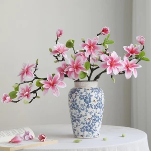 hoa mộc lan giả pu cao cấp cảm giác thật hoa lụa decor trang trí phòng khách bàn ăn phong cách thiền sang trọng tinh tế đẹp