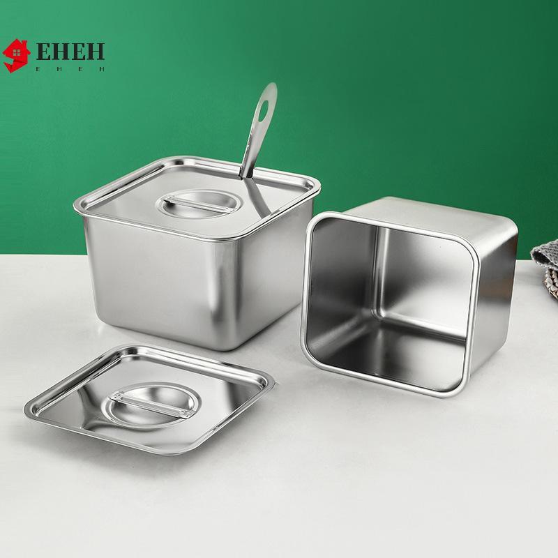 [EHEH] Hộp Bình Inox Có Nắp Chậu Dầu Nhà Bếp Thùng Vuông Hộp Đựng Gia Vị Lọ Và Nắp Bộ Lọ Gia Vị VN