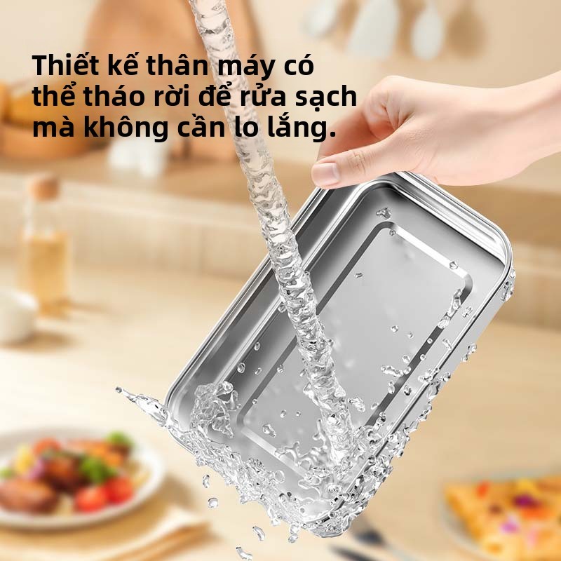 Hộp Cơm Cắm Điện Văn Phòng Inox 304, không cần thêm nước, cấp nguồn/sạc qua USB, có thể điều chỉnh nhiều mức độ.