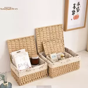 TRTR Giỏ đựng đồ đa năng Giả mây Máy tính để bàn Đồ lặt vặt Sắp xếp Mỹ phẩm Sna Giỏ Trang trí nhà VN