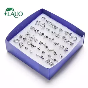 Springevenstar - 24 Cặp Bông Tai Thời Trang Bạc Mạ Nhựa