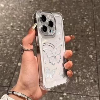 Bướm bóng rõ ràng Rhyme vẽ cho iPhone 17Air trường hợp iPhone 16/15/14 Quad chống ngã