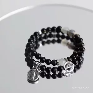 Vòng tay thiết kế cặp đôi phong cách Trung Quốc, đính cườm, mang lại may mắn cho năm mới