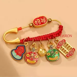 Mặt dây chuyền trâm cài hoàng đạo DARON, Chúc mừng năm con ngựa Chân may mắn, Phong cách thời trang Vàng An toàn Đồ trang trí mạ cát Phụ nữ mang thai