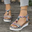 Kích Thước Lớn Khóa Phẳng Dây Đeo Nêm Gót Giày Sandal Mùa Hè Phong Cách Bohemian Mũi Tròn Đế Dày Giày Sandal Cao Gót Nữ PWEN