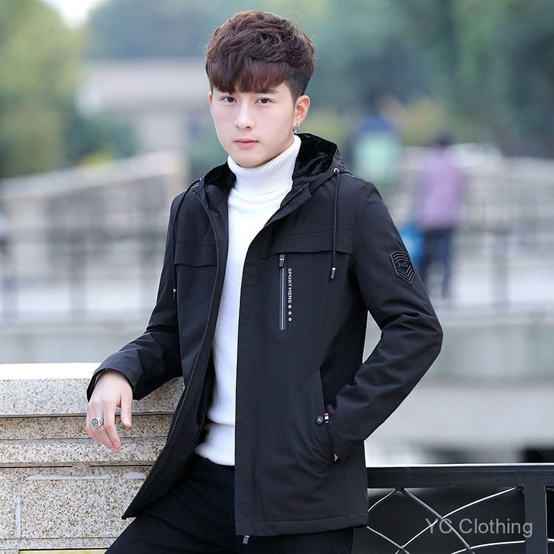 Áo khoác nam in hình thường ngày mùa xuân thu vừa vặn phong cách Hàn Quốc Áo khoác mỏng / lông cừu tùy chọn