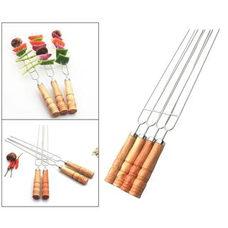 LOVIVER Bộ 6 que nướng BBQ bằng thép không gỉ Kabob xiên nướng ngoài trời, 42cm, tái sử dụng, chống trượt, dành cho gà và rau củ Shish Kebab