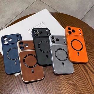 Ốp Điện Thoại Từ Tính Da Lộn Sang Trọng Thích Hợp Ốp Lưng Cho iPhone 13 14 15 16 17 Pro Max Retroism Vỏ Chống Sốc