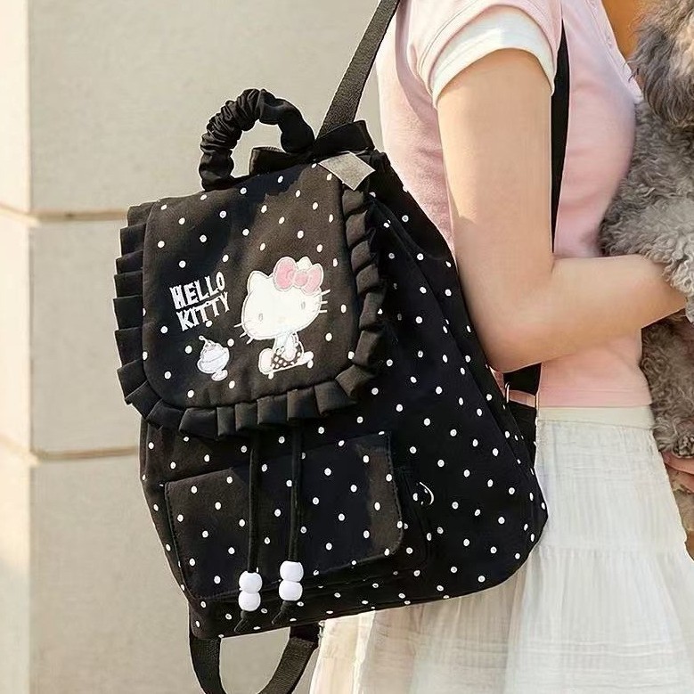 GC2 Sanrio HELLO KITTY Ba Lô Dành Cho Học Sinh Dung Tích Lớn Nhẹ In Hình Thời Trang Nữ Đi Học CG2