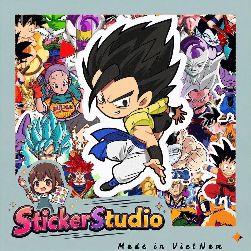60 Sticker anime Dragon Ball siêu ngầu  trang trí sổ tay note book laptop mũ bảo hiểm chống nước tốt