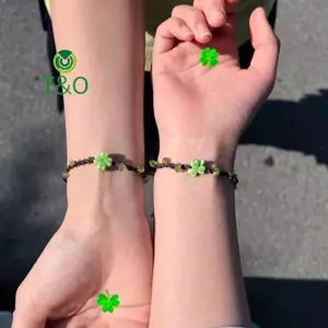 Vòng tay cỏ bốn lá cho nam, quà tặng tình bạn độc đáo