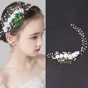 Phụ kiện tóc cưới ngọc trai kết hợp hoa - Trang sức dành cho cô dâu và biểu diễn sân khấu