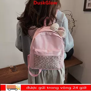 Túi đi học DUSKGLOW, Ba lô học sinh đẹp mắt Nhật Bản, Túi sách dung tích lớn nhẹ 12 inch dễ thương dành cho bé gái