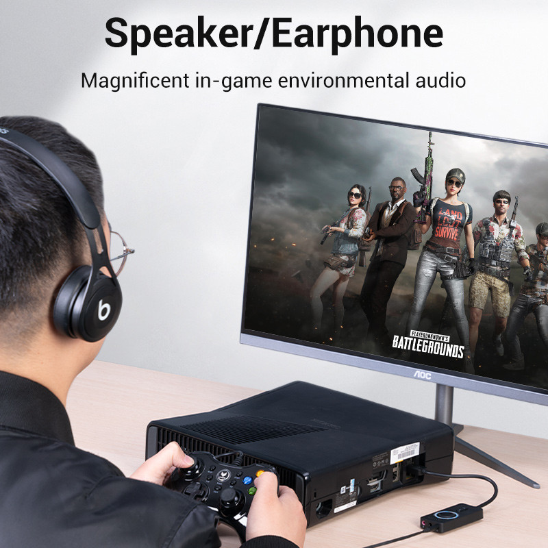 Vention Sound Card USB External Stereo Sound Adapter Audio Card 3.5mm Audio Adapter Gaming Laptop