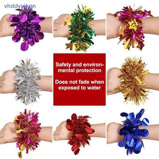 VHDD 10 Chiếc Đầy Màu Sắc Tinsel Vòng Tay Đàn Hồi Người Lớn Trẻ Em Đa Năng Khiêu Vũ Chống Đỡ Đội Cổ Vũ Tinsel Dây Đeo Tay VN
