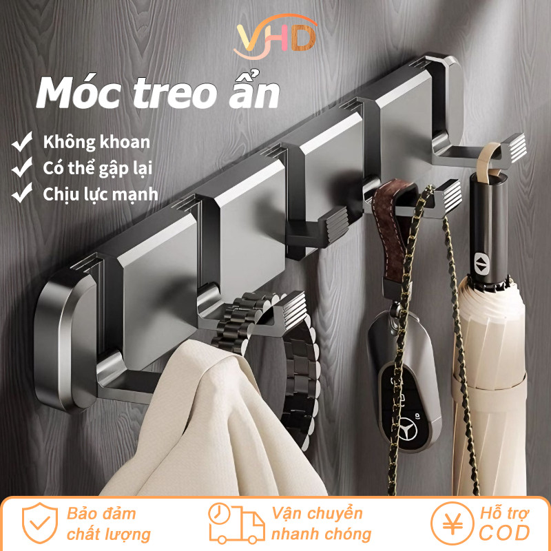 Móc Treo Dán Tường Không Khoan - Đa Năng Treo Quần Áo & Đồ Dùng, Thiết Kế Gập Lại/Vô Hình Cho Phòng Tắm & Bếp