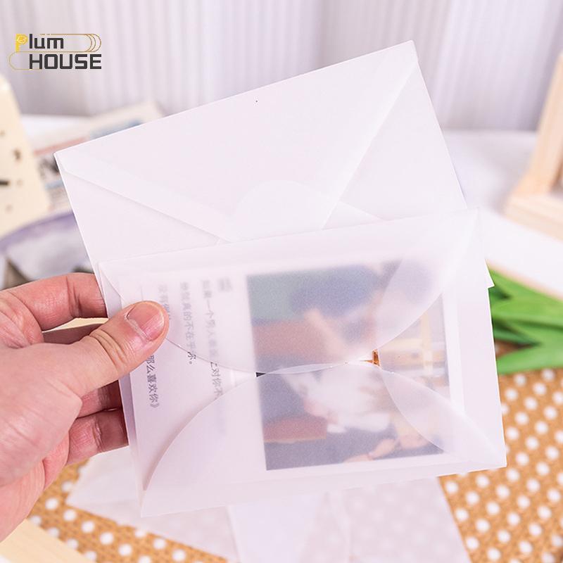 PlumHOUSE 10 Cái / lốc Trống Phong Bì Trong Suốt Cho Lời Mời Bưu Thiếp Châu Âu Hộp Quà Tặng Thẻ Tin Nhắn Phong Bì Đám Cưới Kinh Doanh Chữ VN