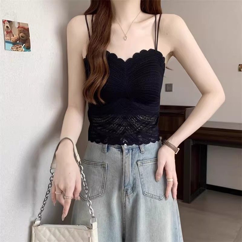 Quần lót ren rỗng dành cho nữ không có vòng thép có đệm ngực Áo ngực lưng đẹp