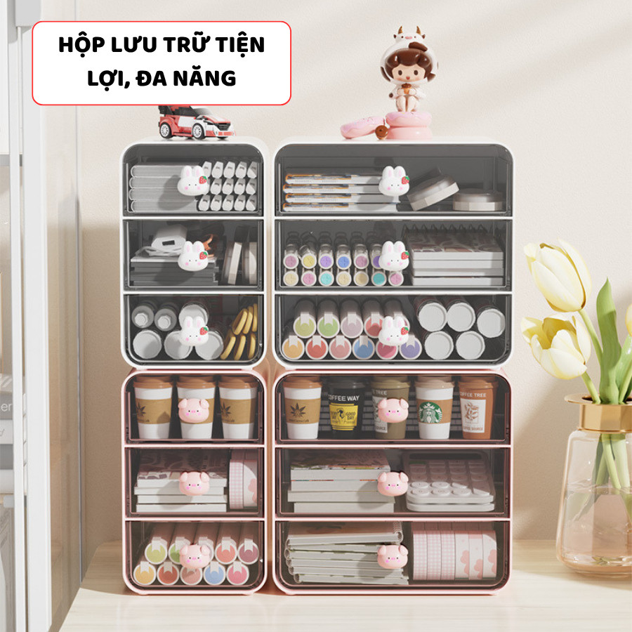 Hộp Đựng Văn Phòng Phẩm ENODA HOME, Hộp Đựng Bút Để Bàn 3 Ngăn Kiểu Dáng Dễ Thương P053