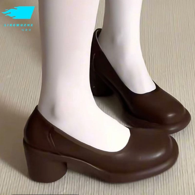 【✨Spot】Giày mary jane mũi tròn đế mềm phong cách retro dành cho nữ/Giày cao gót đế dày thời trang