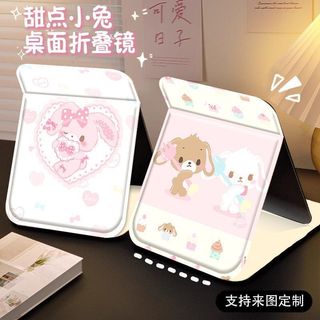 Món Tráng Miệng Thỏ Dễ Thương Có Thể Gập Lại Gương Trang Điểm Lưu Trữ Sinh Viên Di Động Ký Túc Xá Máy Tính Để Bàn Di Động Gương Trang Điểm O5B7