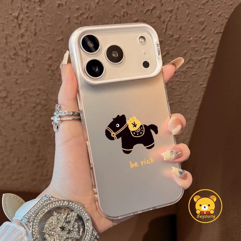 Ốp lưng ngựa giàu có cho OPPO Reno 15 15C 14F 14 13F 13 12 12F 11F 11 10 Pro Plus 9 8 8T 8Z 7Z 7 Pro Lite Ốp điện thoại hình ngựa hoạt hình dễ thương Ốp lưng cứng chống sốc ngộ nghĩnh