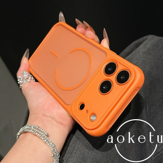 Ốp điện thoại từ tính chống rơi bốn góc cảm giác da thích hợp cho iPhone 17 / 16 / 15 / 14 / 13 / 12 lỗ tản nhiệt bốn mặt mờ bọc hoàn toàn vỏ silicon chống rơi