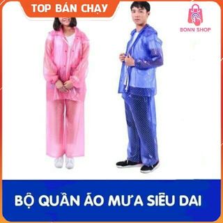 BỘ QUẦN ÁO MƯA CHẤM BI NGƯỞI LỚN SIÊU DAI, CHỐNG THẤM NƯỚC