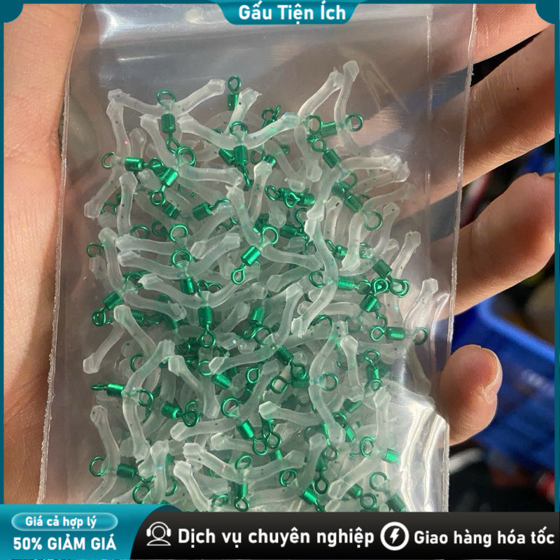 50 khóa chia thẻo silicon, chống rối bền, câu cá mượt mà. Bộ Chia Thẻo, Chia Đôi Thẻo, Khóa Silicon, Túi 50 Chiếc