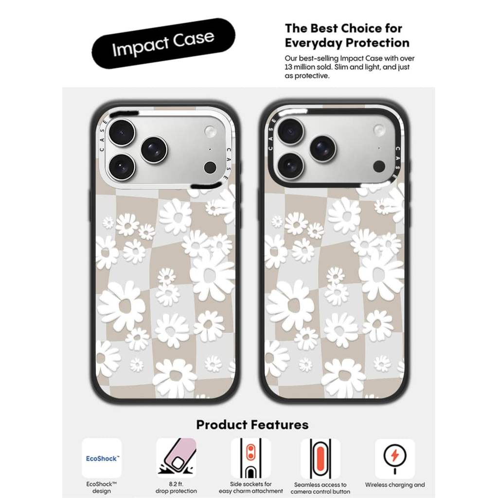 CASECASE X Vỏ hoa văn ca rô màu trắng Phiên bản vòng máy ảnh màu đen mờ cứng hút từ tính Vỏ tác động cho Apple IPhone 13 14 15 16 17 Pro Max Air Plus có hộp