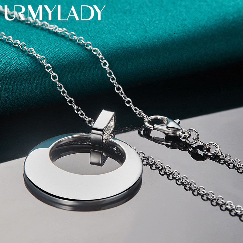 URMYLADY Bạc 925 Tròn Rỗng 16-30 Inch Mặt Dây Chuyền Vòng Cổ Nữ Trang Sức Cưới