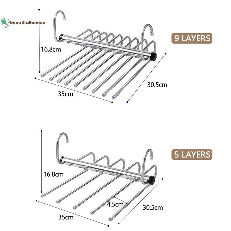 BeautifulHomeA Móc treo quần gấp 5/9 lớp thép không gỉ tiết kiệm không gian, dùng cho tủ quần jean và khăn