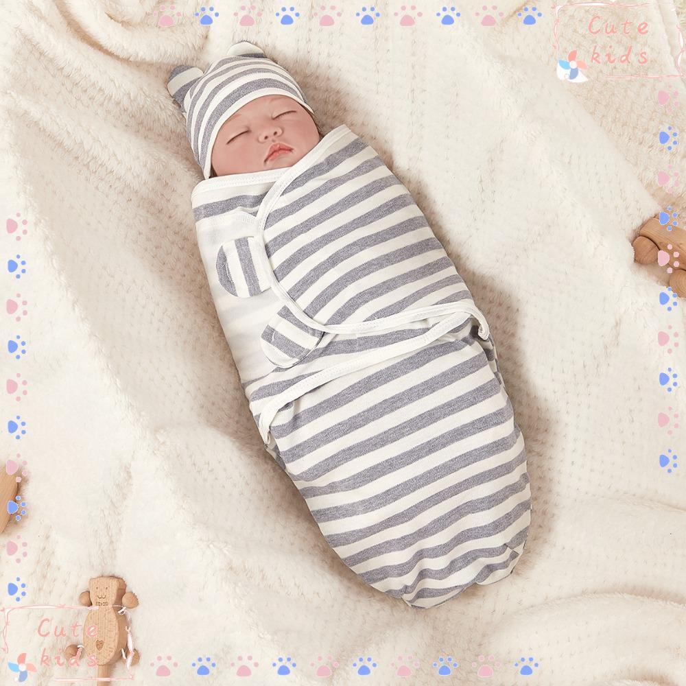TPKSF98 Quấn quấn tã cho bé, Túi ngủ mềm mại chống đá cho trẻ sơ sinh, Bán chạy Bộ mũ Cotton ấm áp có thể điều chỉnh Unisex Trẻ sơ sinh